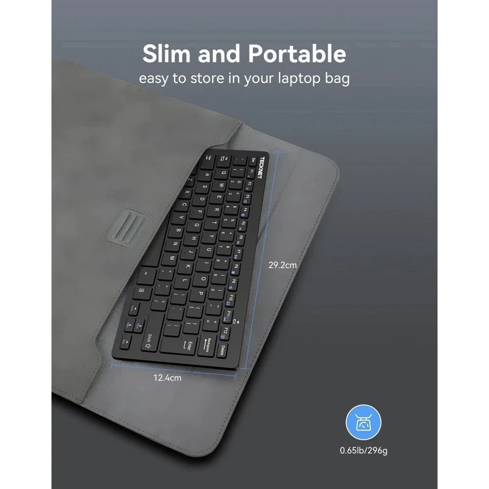 TECKNET 2.4G Wireless Keyboard Mini Compact Keyboard with Media Hotkeys, 12M...